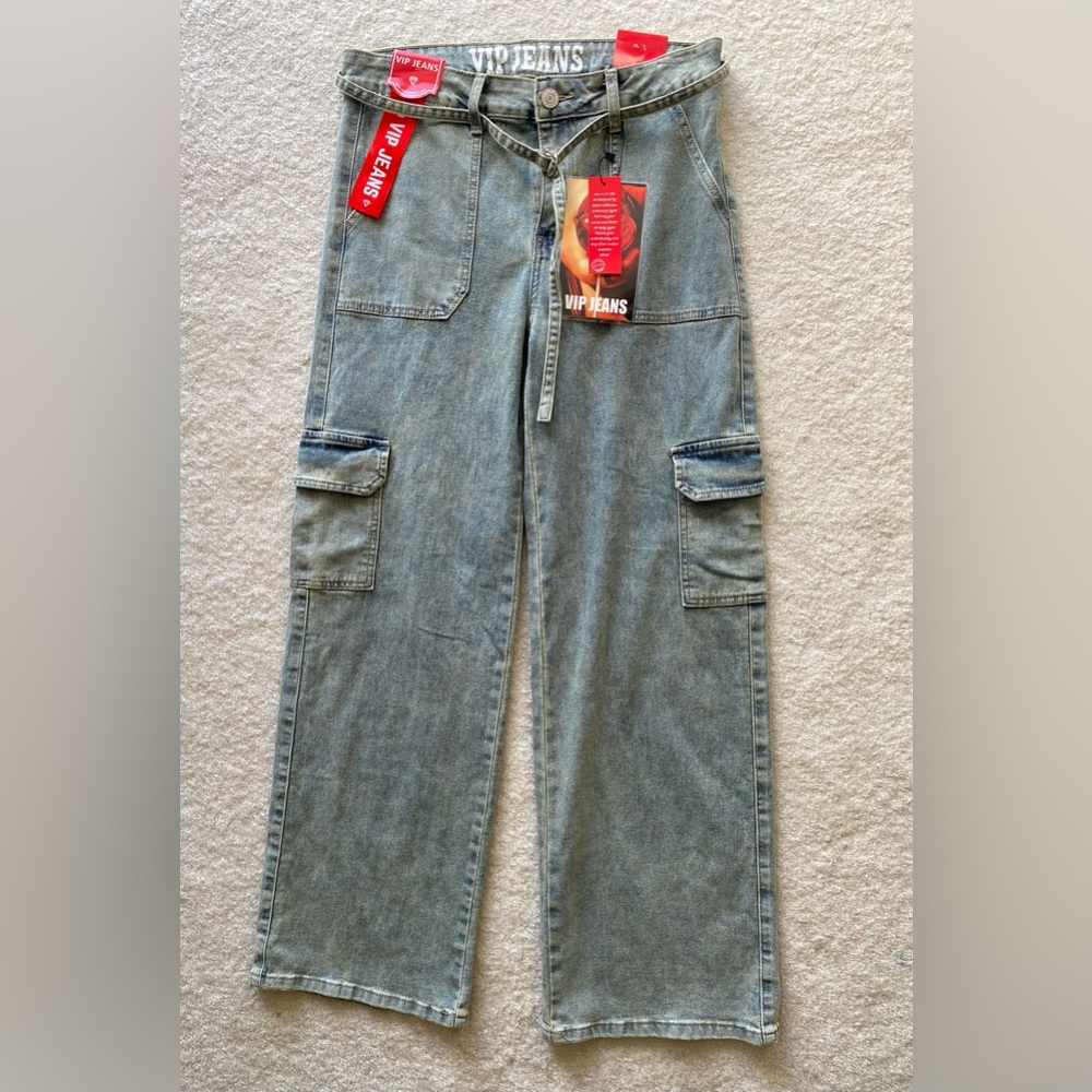 VIP JEANS by Street Denim  baggy wide leg cargo stretch jeans 11/30 NWT